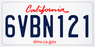 CA license plate 6VBN121