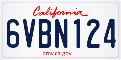 CA license plate 6VBN124
