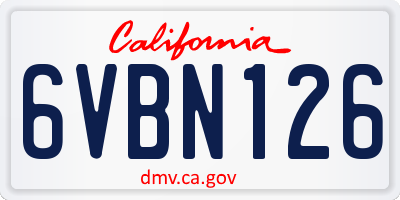 CA license plate 6VBN126