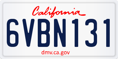 CA license plate 6VBN131