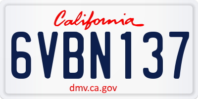 CA license plate 6VBN137