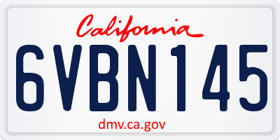 CA license plate 6VBN145