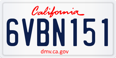 CA license plate 6VBN151
