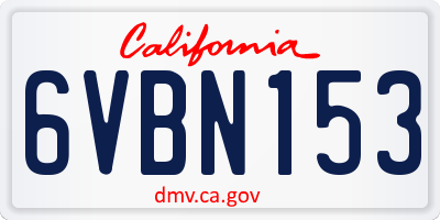 CA license plate 6VBN153