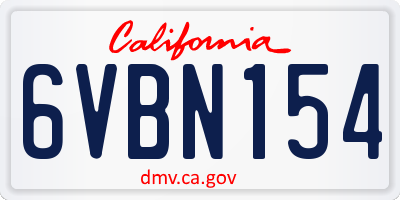 CA license plate 6VBN154