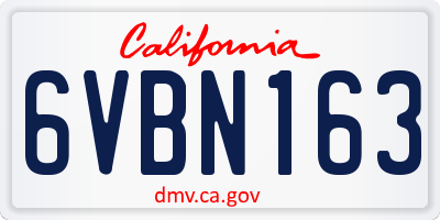 CA license plate 6VBN163