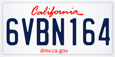 CA license plate 6VBN164