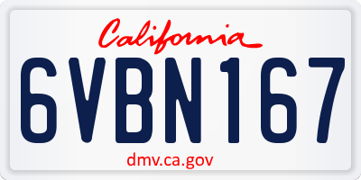 CA license plate 6VBN167