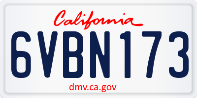 CA license plate 6VBN173