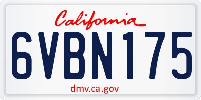 CA license plate 6VBN175
