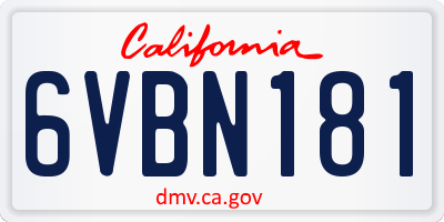 CA license plate 6VBN181