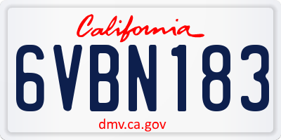 CA license plate 6VBN183