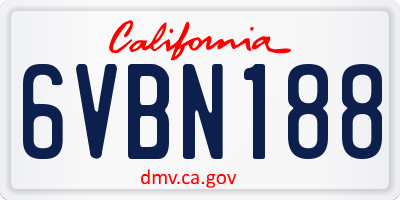 CA license plate 6VBN188