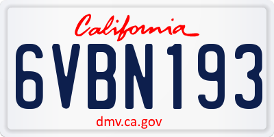 CA license plate 6VBN193