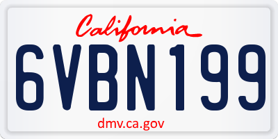 CA license plate 6VBN199