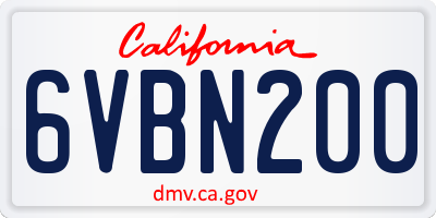 CA license plate 6VBN200