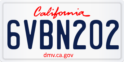CA license plate 6VBN202