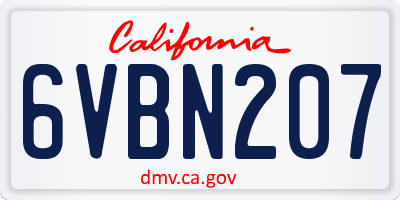 CA license plate 6VBN207
