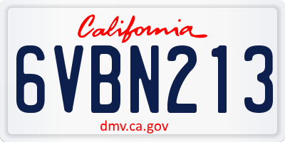 CA license plate 6VBN213