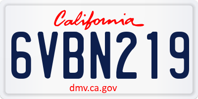 CA license plate 6VBN219