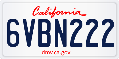 CA license plate 6VBN222