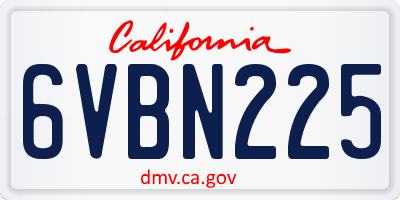 CA license plate 6VBN225