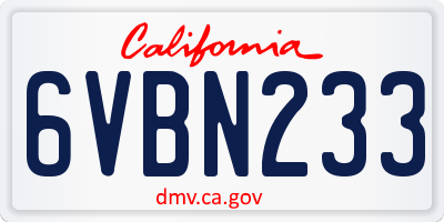 CA license plate 6VBN233