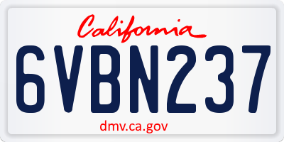 CA license plate 6VBN237