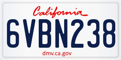 CA license plate 6VBN238