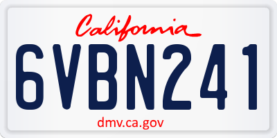 CA license plate 6VBN241