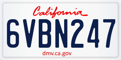 CA license plate 6VBN247