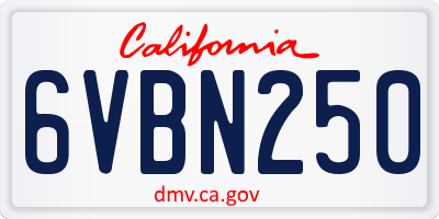 CA license plate 6VBN250