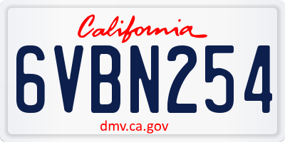 CA license plate 6VBN254