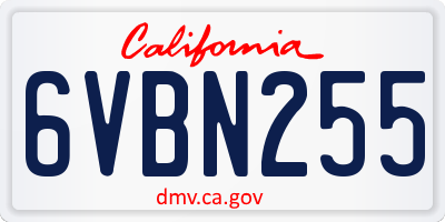 CA license plate 6VBN255