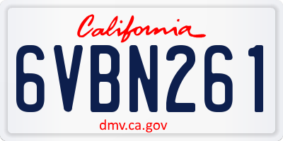 CA license plate 6VBN261