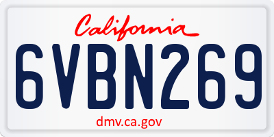 CA license plate 6VBN269