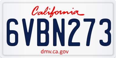 CA license plate 6VBN273