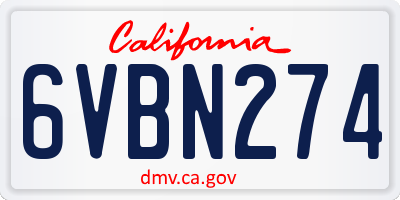 CA license plate 6VBN274