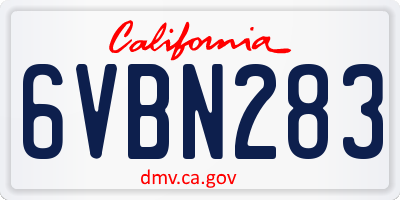 CA license plate 6VBN283