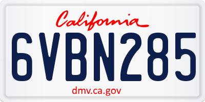 CA license plate 6VBN285
