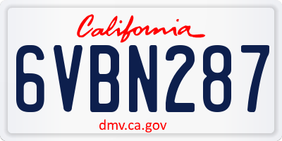 CA license plate 6VBN287