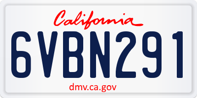 CA license plate 6VBN291