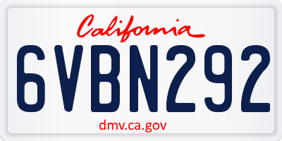 CA license plate 6VBN292