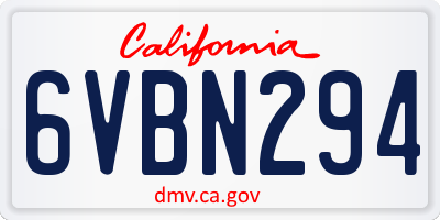 CA license plate 6VBN294