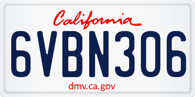 CA license plate 6VBN306
