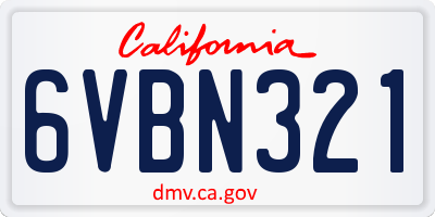 CA license plate 6VBN321