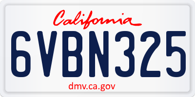 CA license plate 6VBN325