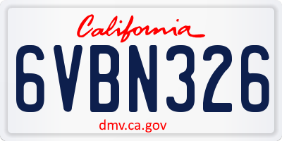 CA license plate 6VBN326