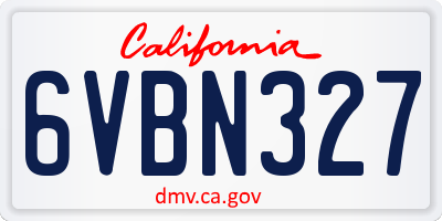 CA license plate 6VBN327