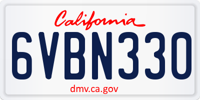 CA license plate 6VBN330